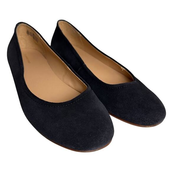 Lands End Suede Ballet Flats Navy Sz 7 Balletcore Career School Preppy Casual - Picture 12 of 13